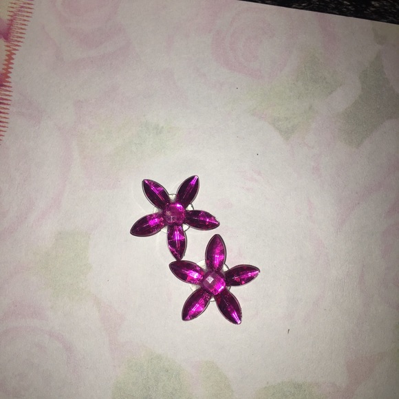 Pink flower crystal earrings - Picture 8 of 8